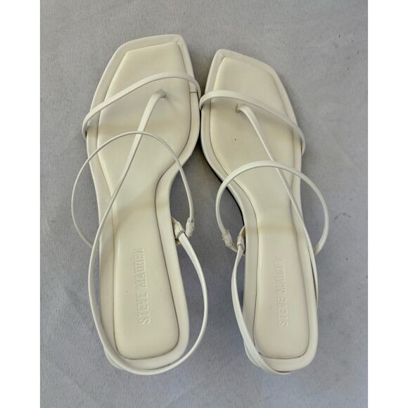 Steve Madden Women's Locke Strappy Mid-Heel Dress Sandals White Size 8 NWT/ Box - Picture 5 of 6